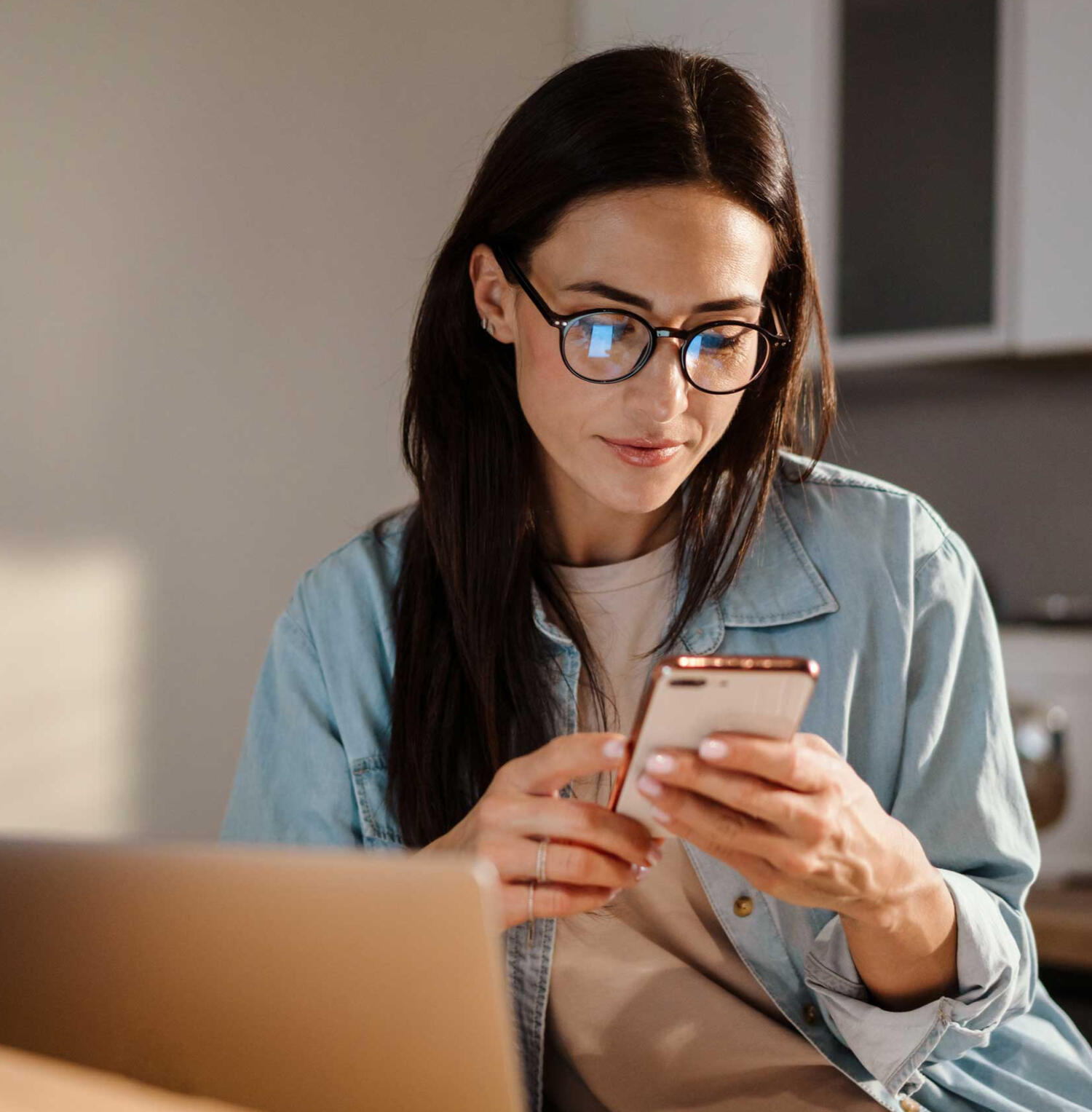 woman checking her phone